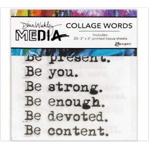 Dina Wakley Media Collage Word Pack 3″X3″ 20/Pkg