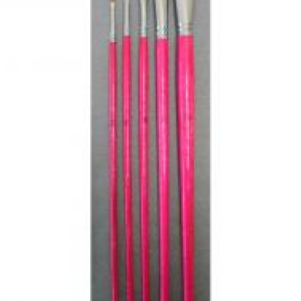 East Art Artist Brush Set 5 – Pink Taklon Flat Long Handled Brushes