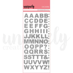 Glitter Alpha & Number Stickers - Silver